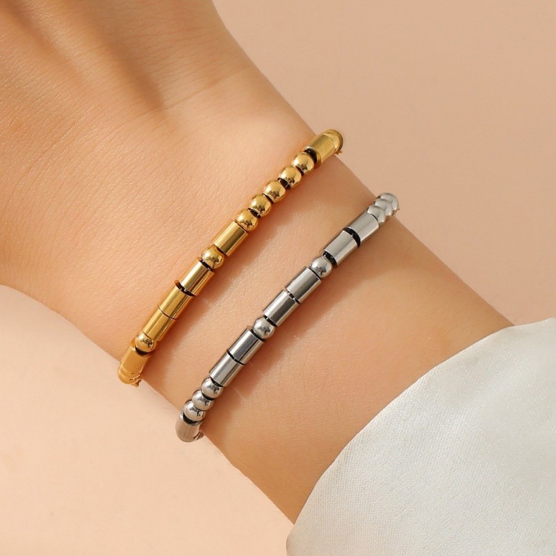 Stainless Steel Morse Code Bead Bracelet