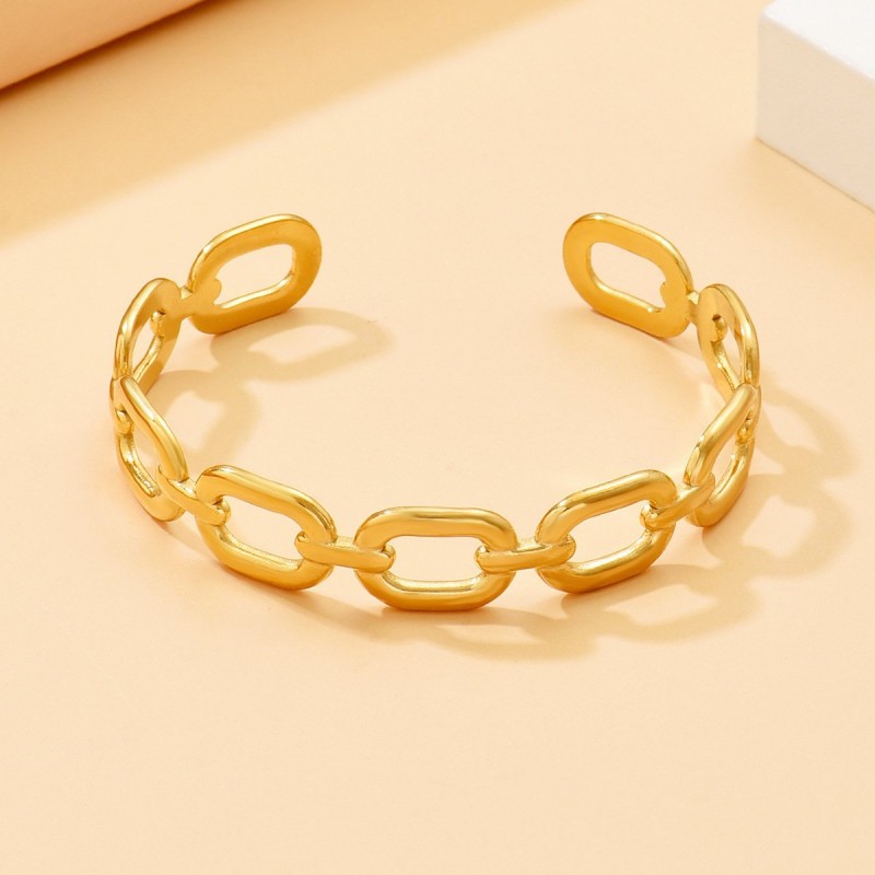 Minimalist Hollow Square Chain Link Stainless Steel Bracelet