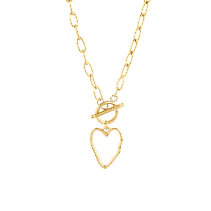 Stainless Steel Heart Necklace Womens Heart-shaped
