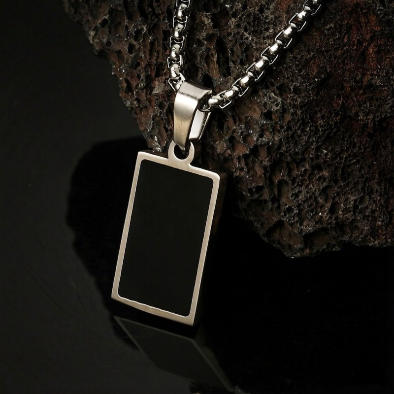 Stainless Steel Necklace With A Cross Square And Unique Shape Minimalist And Vintage Style