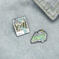 Landscape Picture Ornament Brooch Mountain Peak River Ticket Book Shape Brooch
