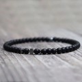 Men's Black Obsidian Cross Volcanic Stone Bracelet