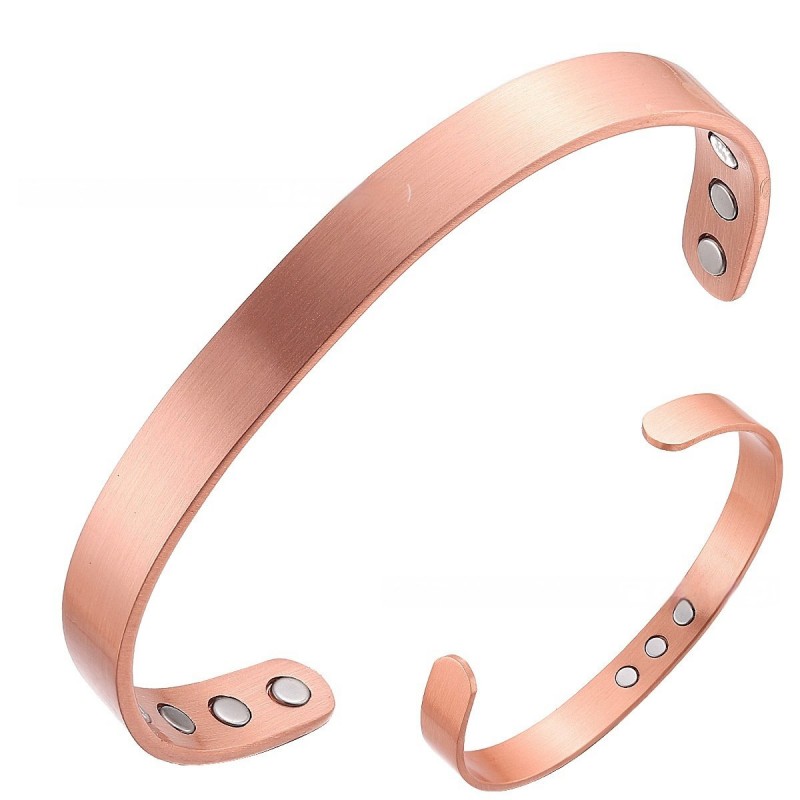 Simple Polished Red Copper Magnetic Bracelet