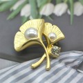 Gold Ginkgo Leaf Brooch