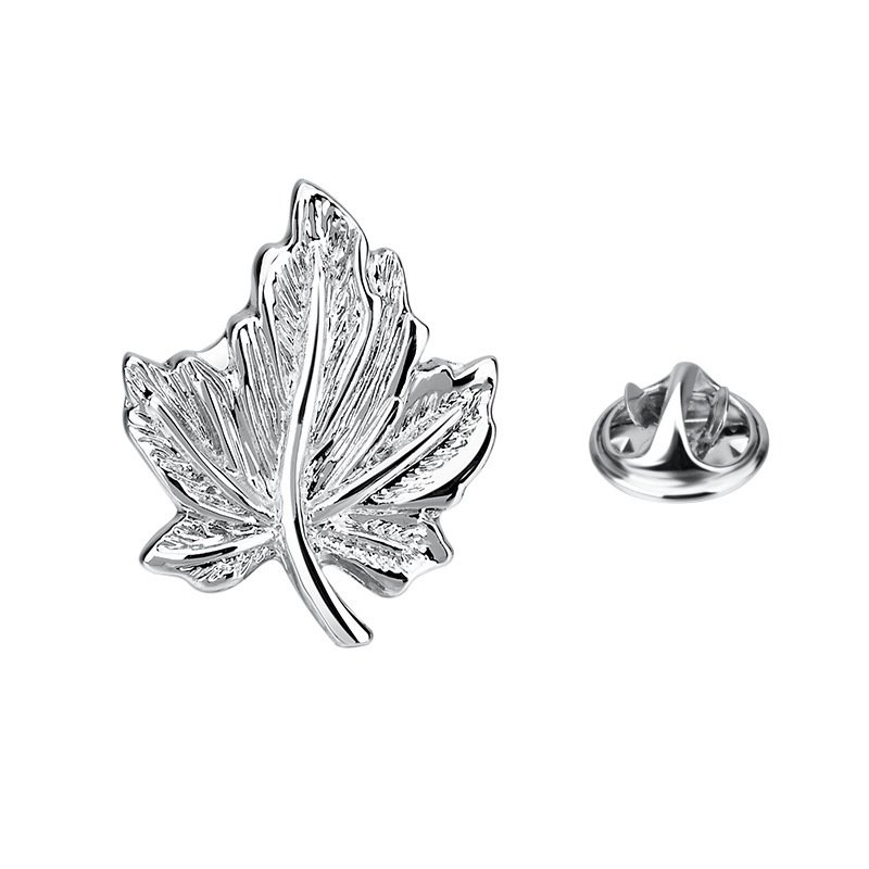 Silver Leaf Brooch Jewelry Collar Pin Metal Brooch