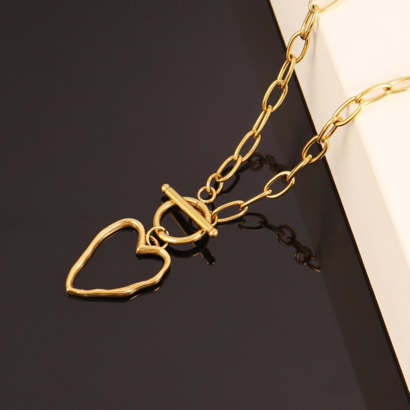 Stainless Steel Heart Necklace Womens Heart-shaped