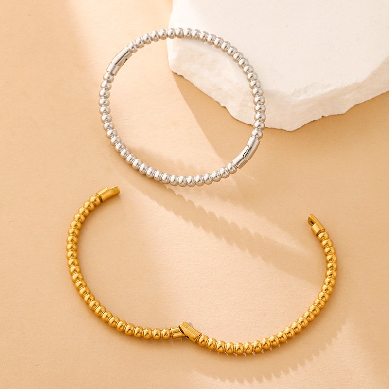 Titanium Steel Bamboo Joint Bracelet Round Wire Plain Ring Bracelet