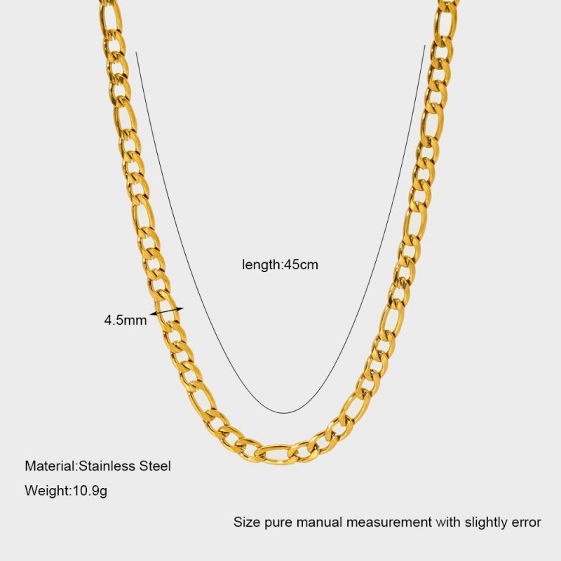INS Hip-hop Style Figaro Chain Stainless Steel Necklace