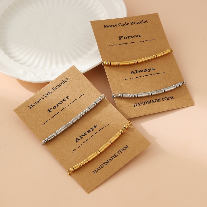 Stainless Steel Morse Code Bead Bracelet