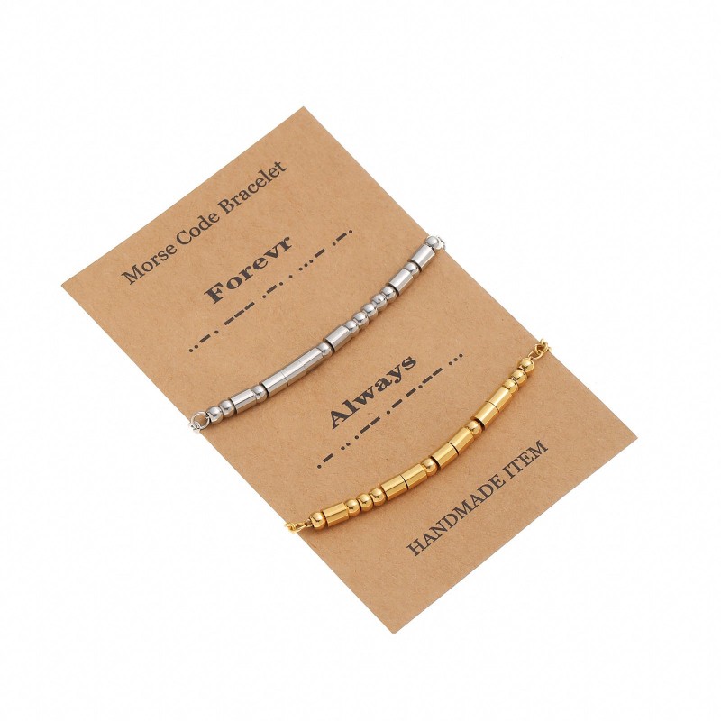 Stainless Steel Morse Code Bead Bracelet