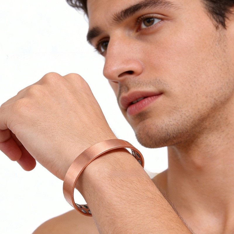 Simple Polished Red Copper Magnetic Bracelet