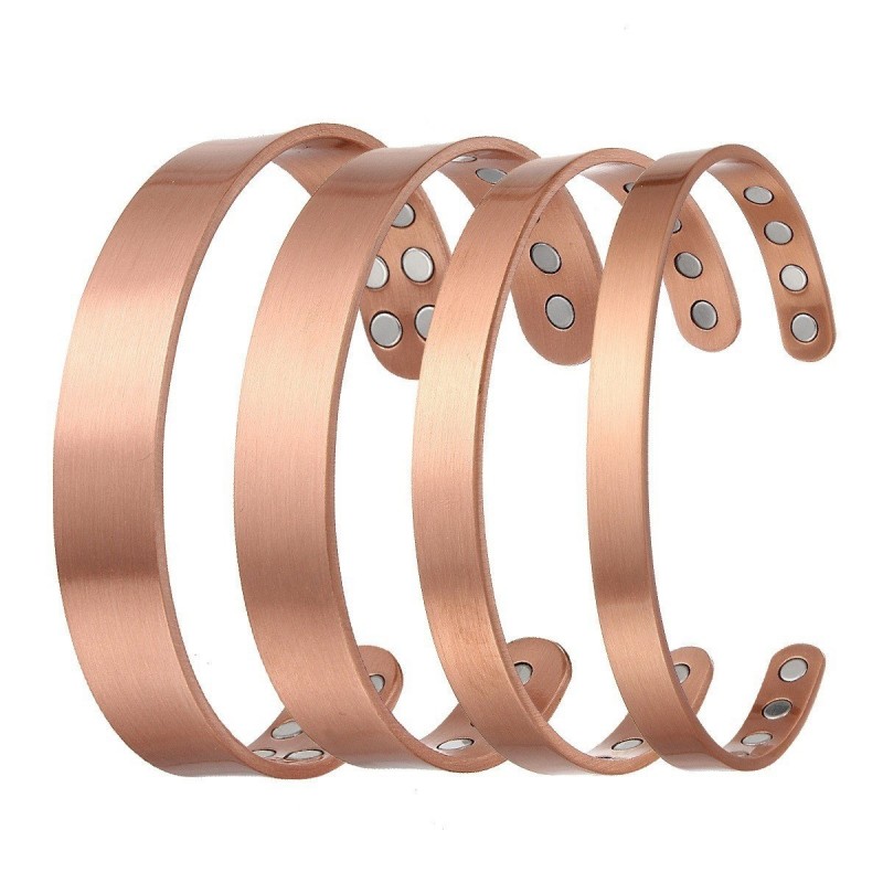 Simple Polished Red Copper Magnetic Bracelet