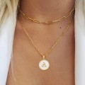 Circular Minimalist 26-Letter Pendant Double-Layer Necklace
