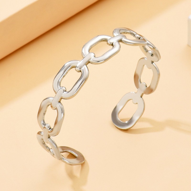 Minimalist Hollow Square Chain Link Stainless Steel Bracelet