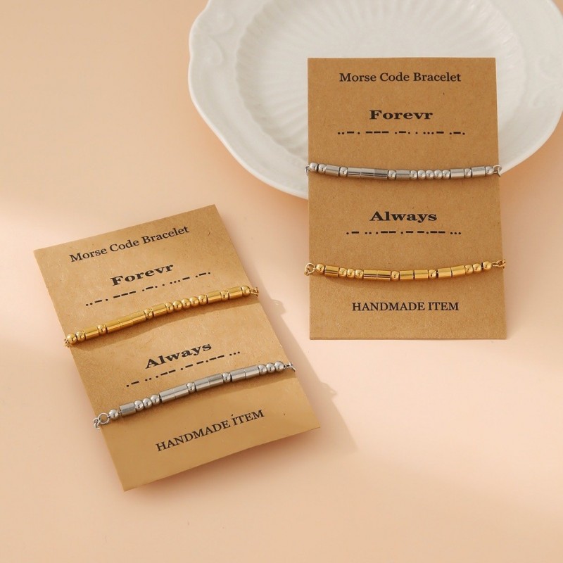 Stainless Steel Morse Code Bead Bracelet