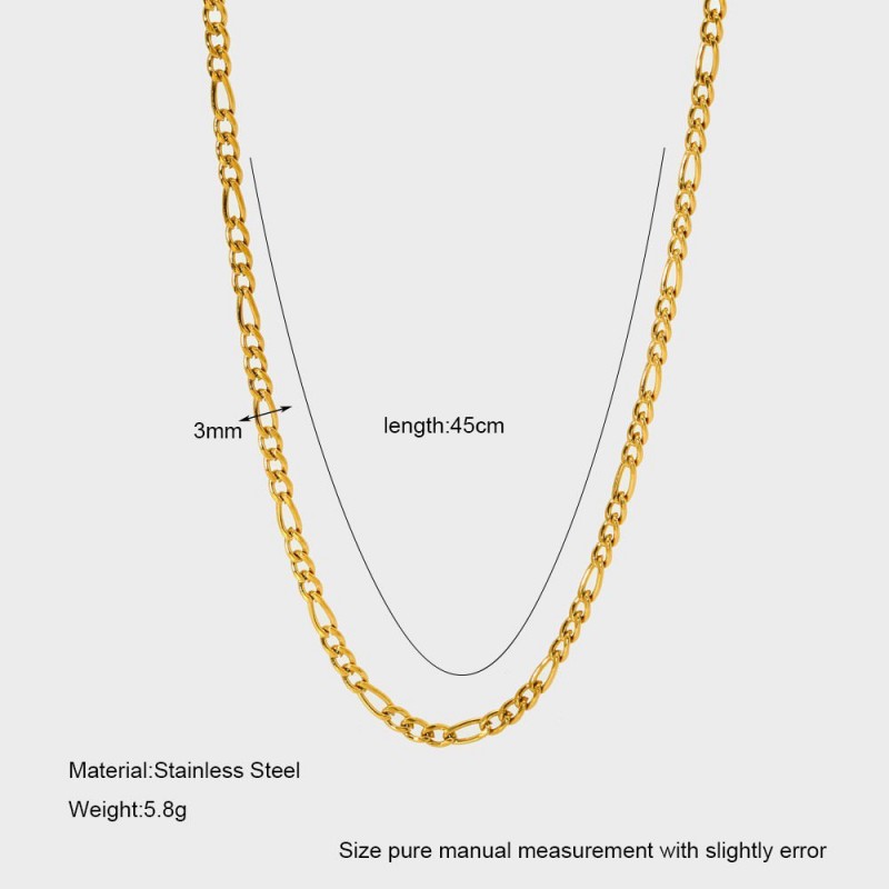 INS Hip-hop Style Figaro Chain Stainless Steel Necklace