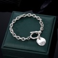 Hip-hop Trendy Old Silver Round-plaque Chain Retro OT-clasp Punk-style Bracelet