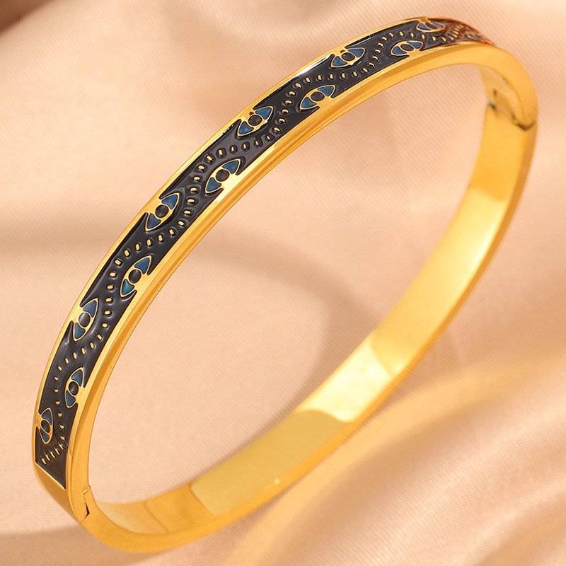 Retro Oil-Drip Titanium Steel Bracelet For Women