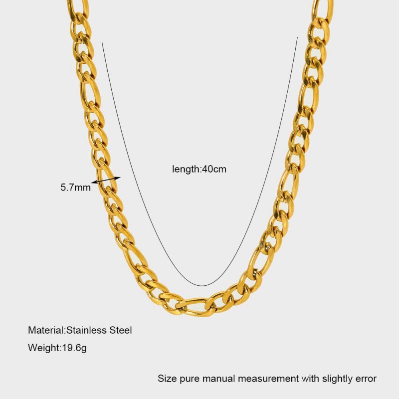 INS Hip-hop Style Figaro Chain Stainless Steel Necklace