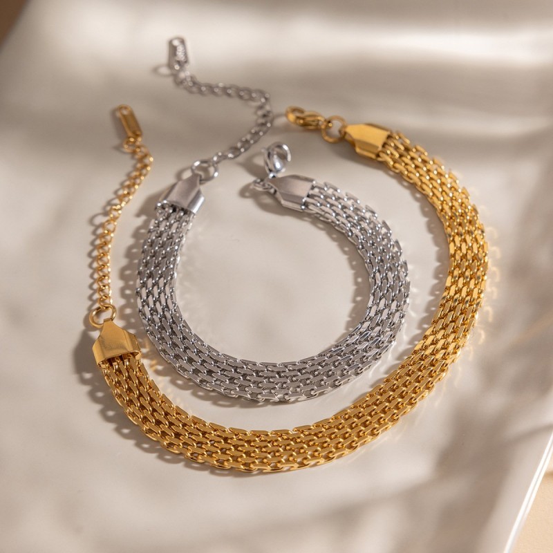 Steel-colored Minimalist Stainless Steel Bracelet