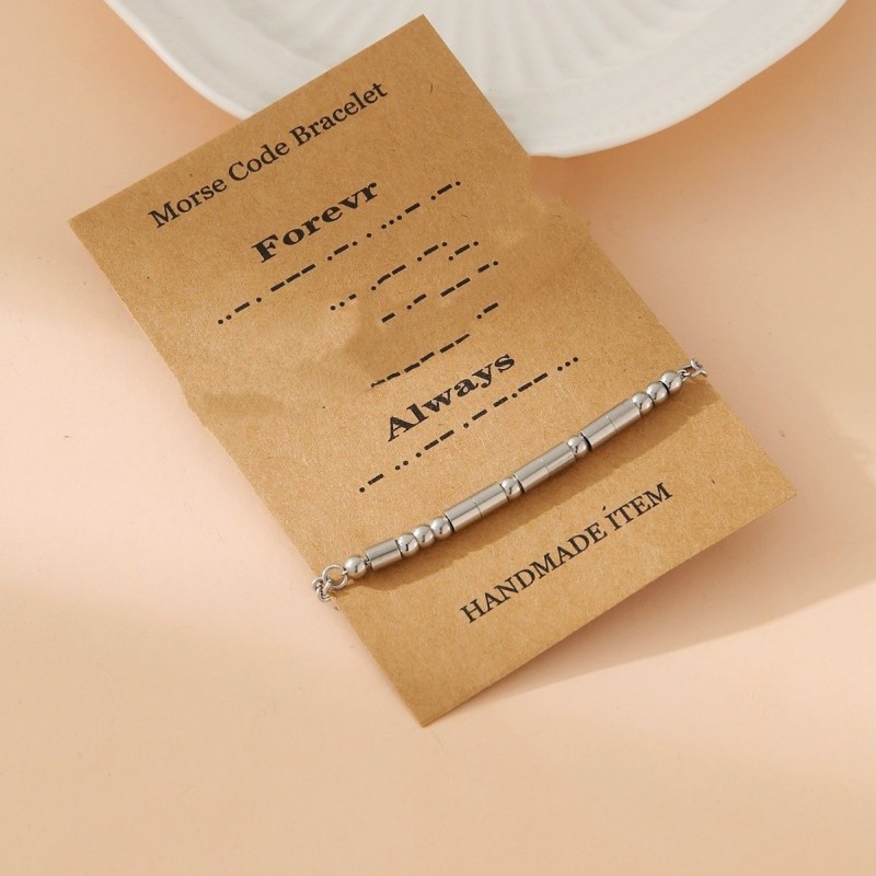 Stainless Steel Morse Code Bead Bracelet