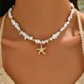 Irregular Pebble Clavicle Necklace With A Starfish Design