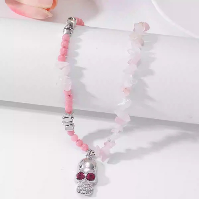 Colorful Skull Pearl Necklace Trendy And Versatile