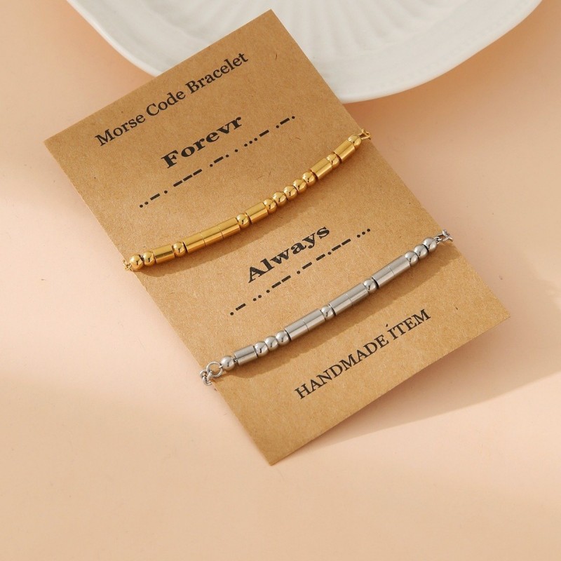 Stainless Steel Morse Code Bead Bracelet