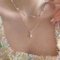 S925 Sterling Silver Bar-style Pearl Necklace For Women