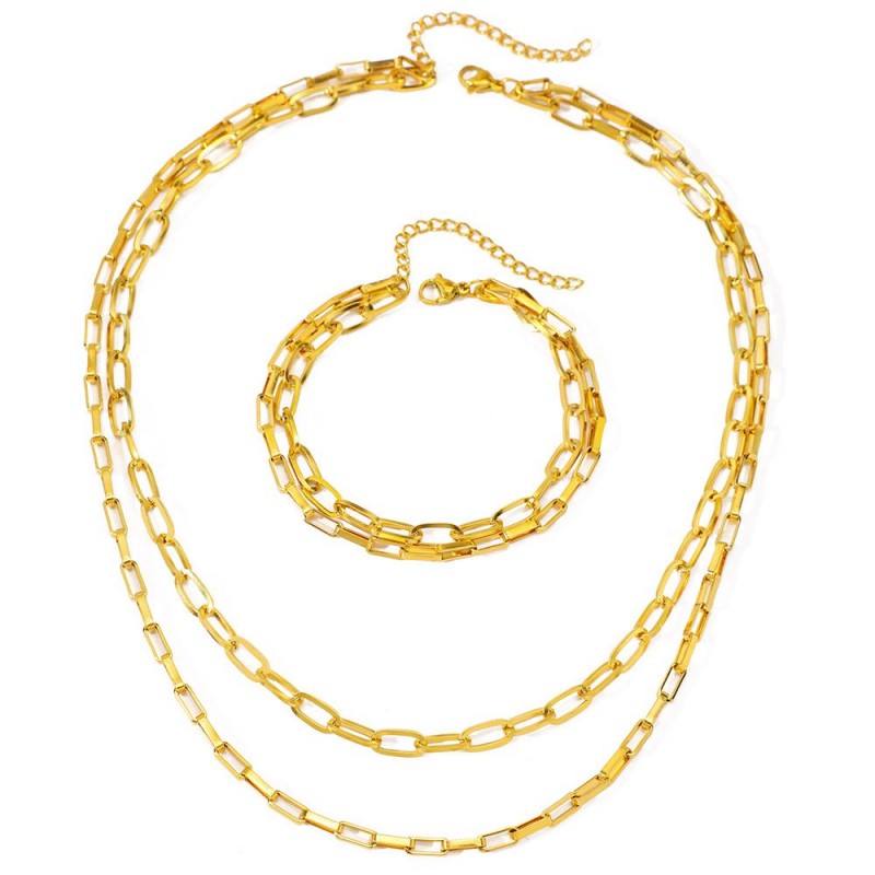Hip-hop Versatile Double-layered Clavicle Chain
