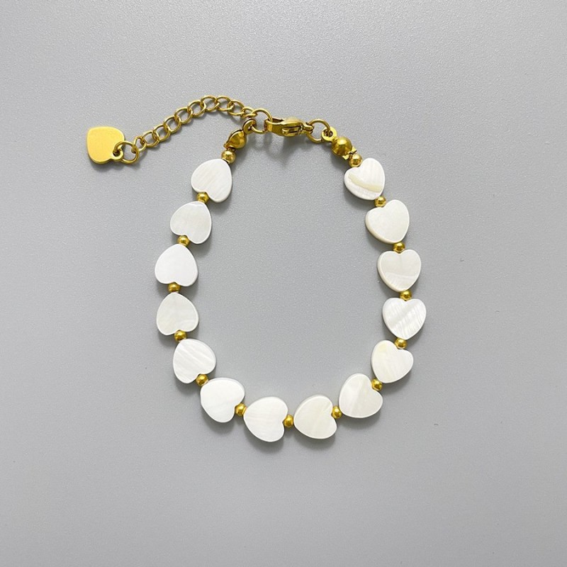 INS Heart-Shaped Shell Necklace And Bracelet Set Commuter Fashion Handmade Beaded Design