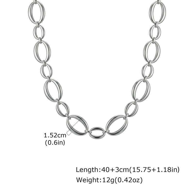Stainless Steel Minimalist Chic Steel-Colored Necklace For Women