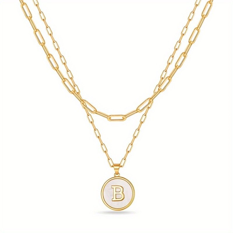 Circular Minimalist 26-Letter Pendant Double-Layer Necklace