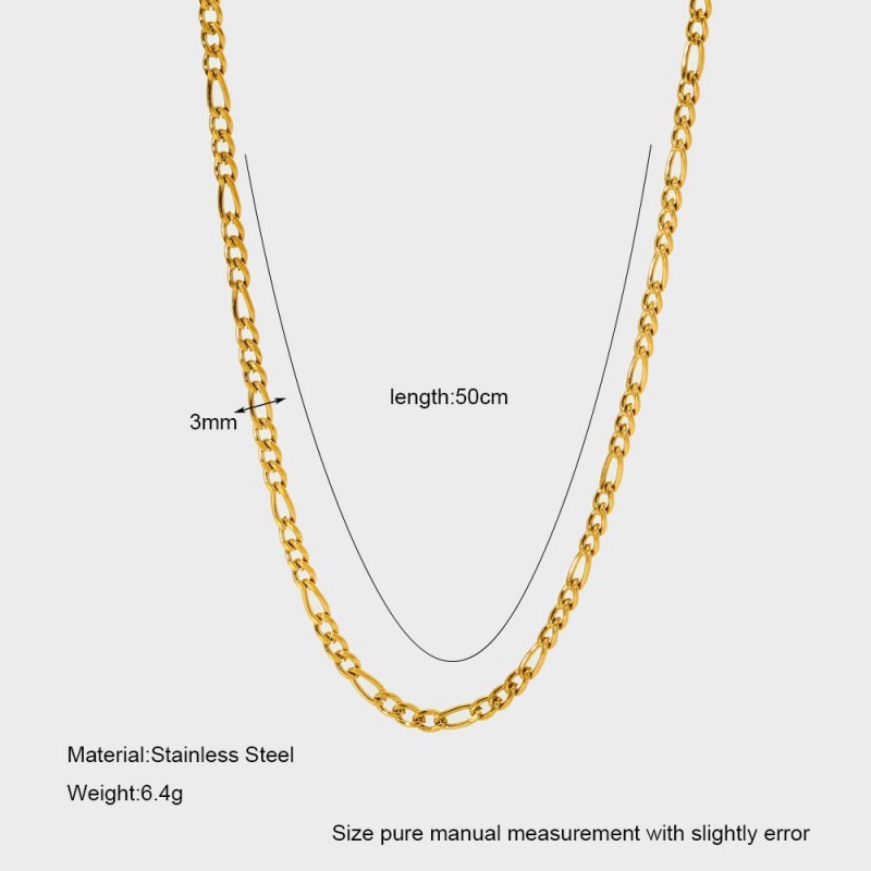 INS Hip-hop Style Figaro Chain Stainless Steel Necklace