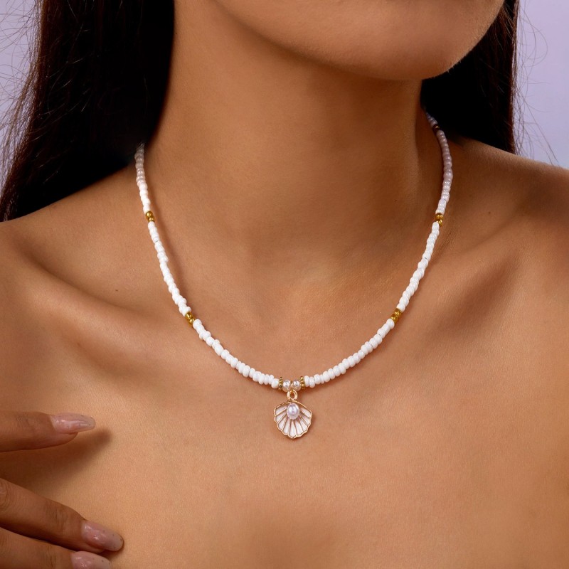 Bohemian Nautical-Style Shell And Pearl Necklace