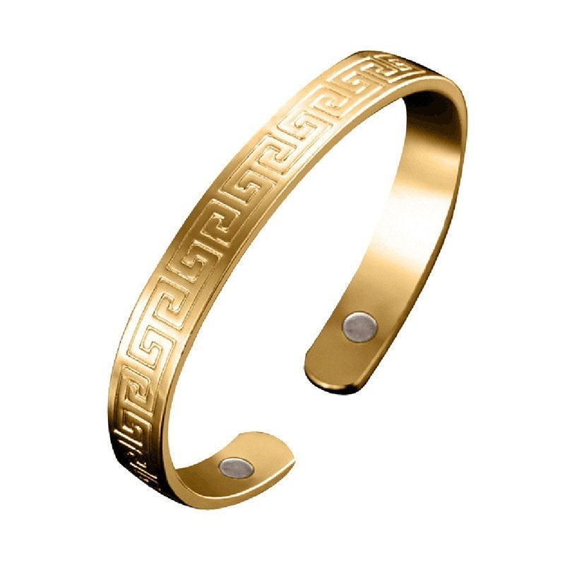 Pure Copper Womens Magnetic Health-Boosting Bracelet With Great Wall Pattern Simple Open-End Design