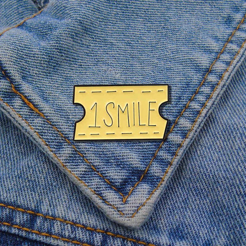 Cartoon Ticket I KISS Letter Brooch Accessories Dripping Brooch