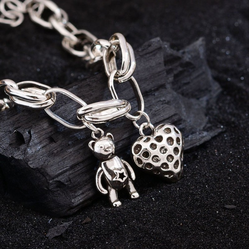 Sweet Cool Style Strawberry Bear Bracelet For Women Retro Punk