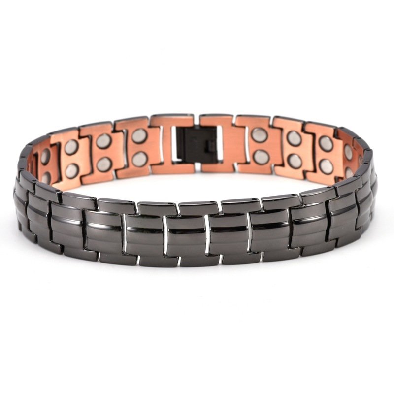 Retro-style Fashionable Solid Red Copper Tortoise-shell Pattern Fully Magnetic Negative Ion Energy Bracelet