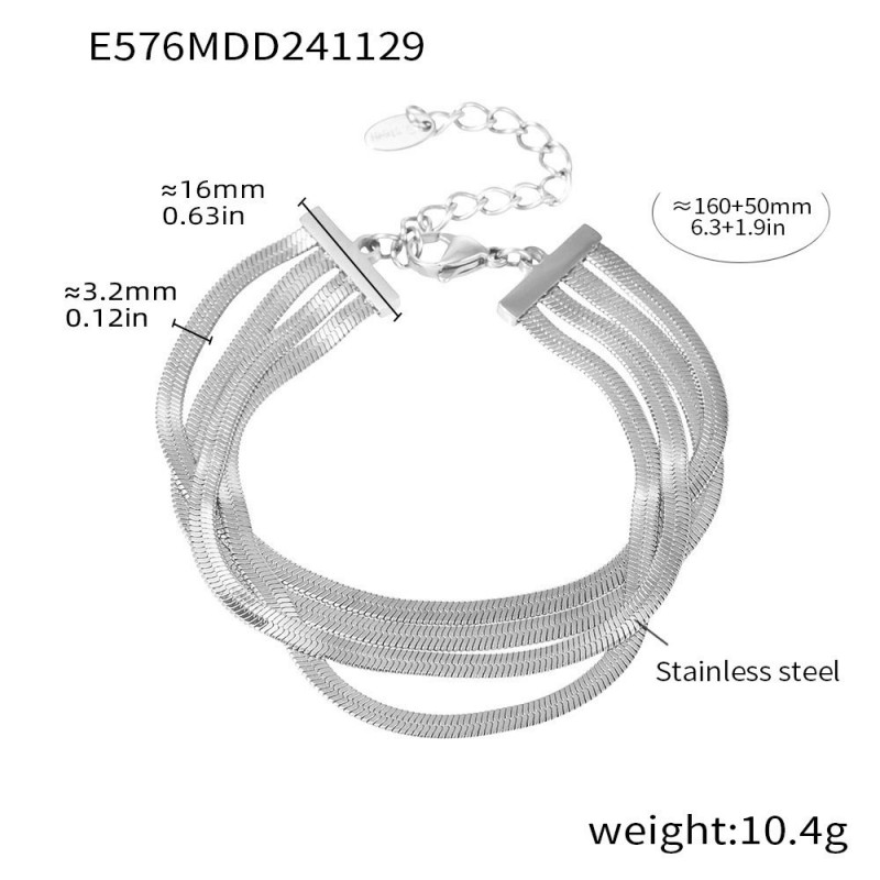 Exaggerated Multi-Layer Stacked Titanium Steel Fade-Resistant Bracelet For Women