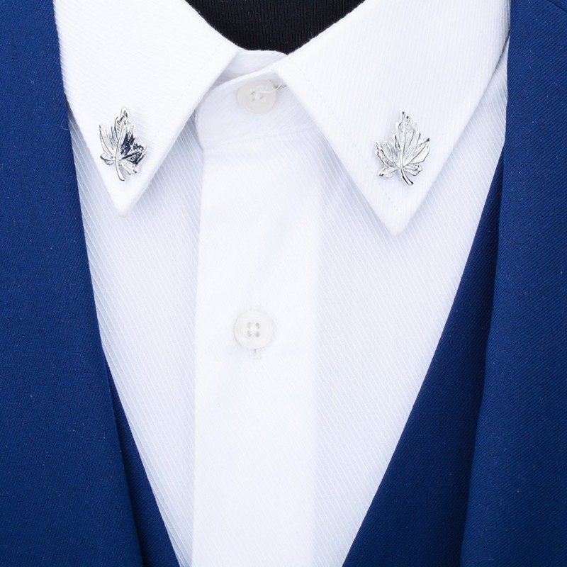 Silver Leaf Brooch Jewelry Collar Pin Metal Brooch