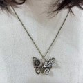 Gothic-style Mechanical Gear Butterfly Pendant Necklace