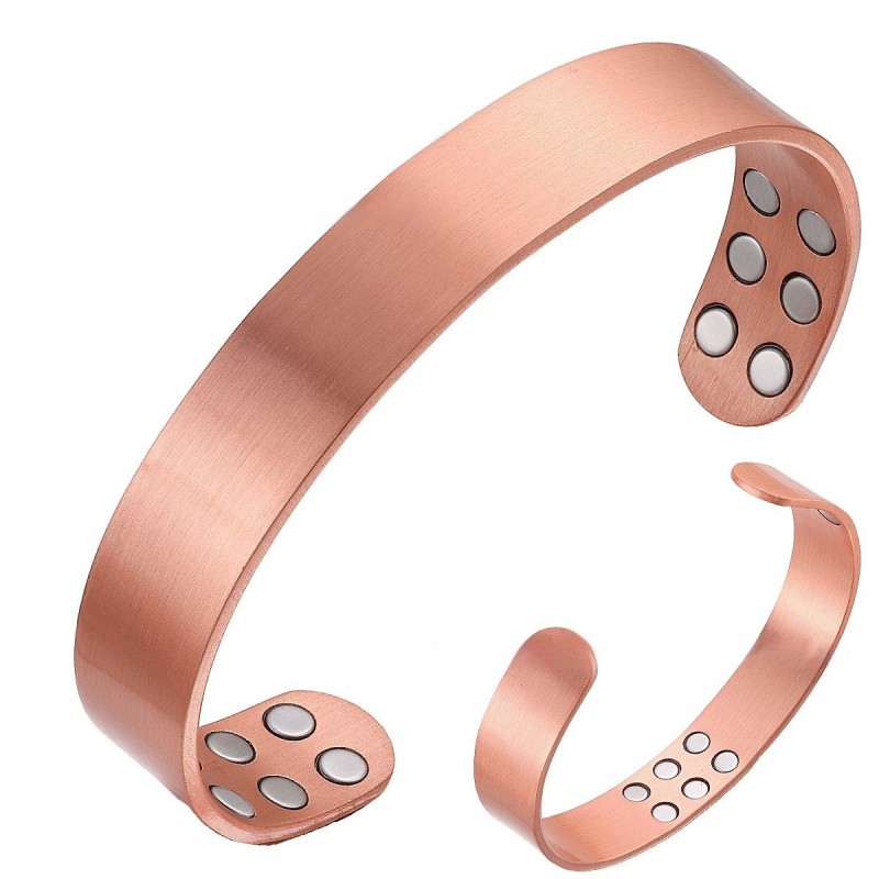 Simple Polished Red Copper Magnetic Bracelet