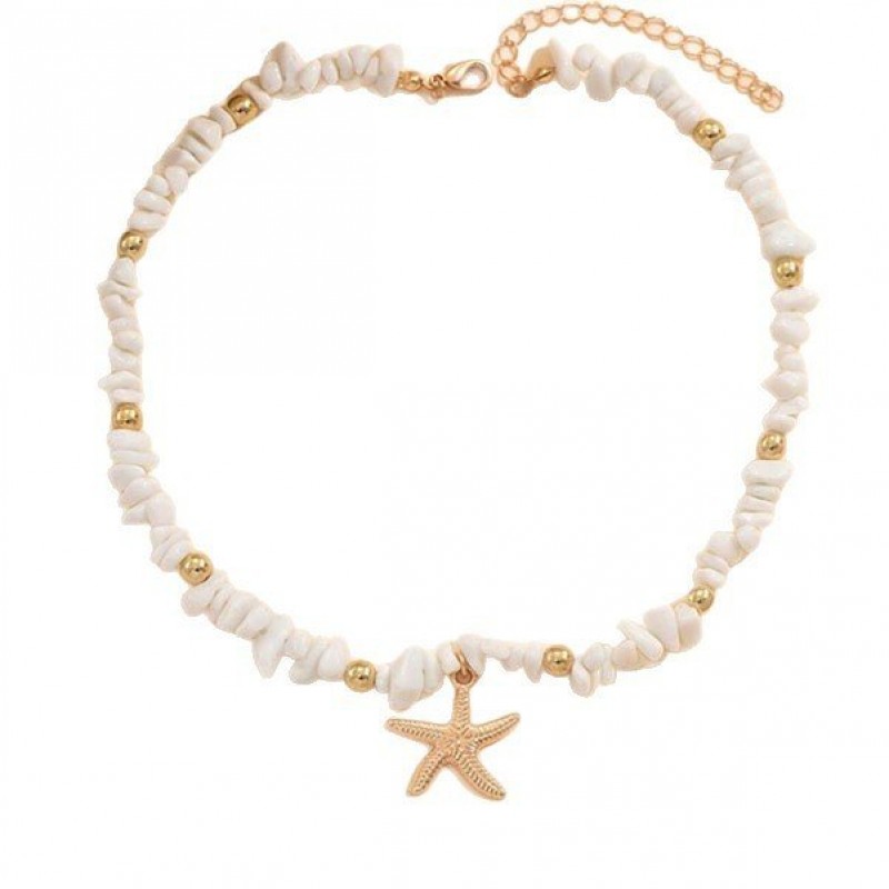 Irregular Pebble Clavicle Necklace With A Starfish Design