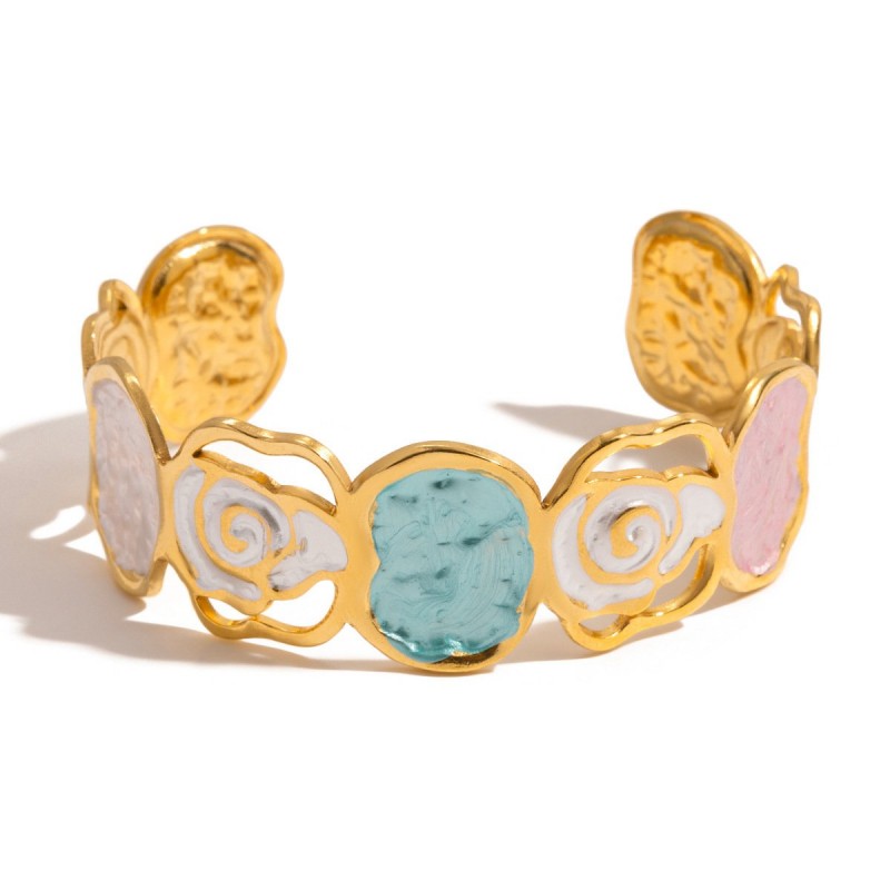 Women's Fashion Flower Hollow-Out Open Cuff Bracelet