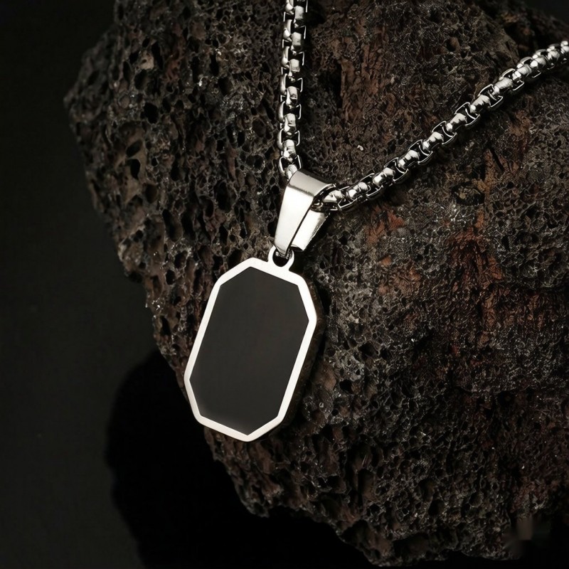 Stainless Steel Necklace With A Cross Square And Unique Shape Minimalist And Vintage Style