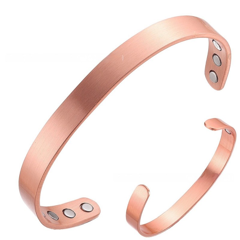 Simple Polished Red Copper Magnetic Bracelet