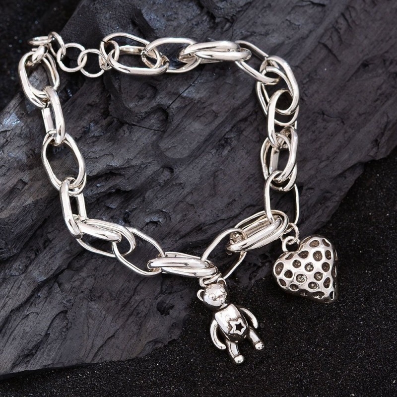 Sweet Cool Style Strawberry Bear Bracelet For Women Retro Punk