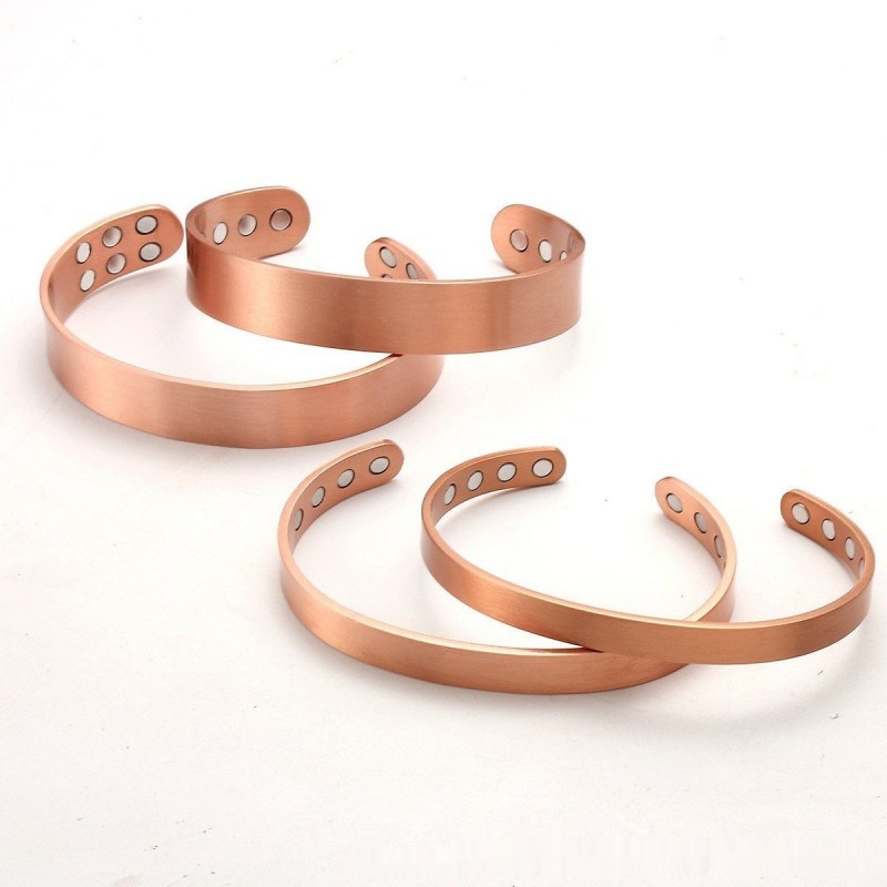 Simple Polished Red Copper Magnetic Bracelet