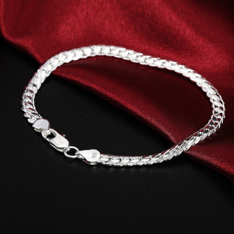 Silver-plated Fully Side-profile Chain Bracelet Jewelrystylish And On-trend
